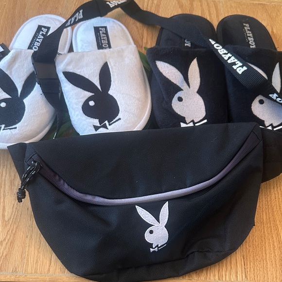 PLAYBOY Black and White Slippers - Picture 1 of 1